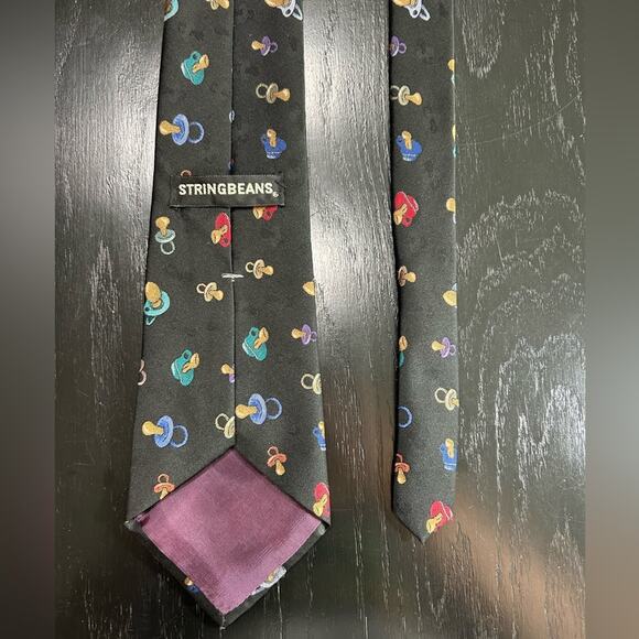 String beans tie- men’s tie- pacifier new dad , dad to be , fathers gift- binkie - Picture 5 of 11